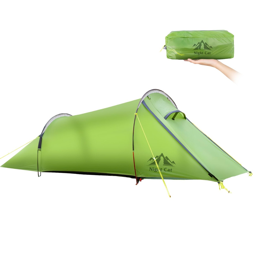 Night Cat Tunnel Tent 1 Man: Waterproof Camping Tent Ultralight for Trekking and Backpacking