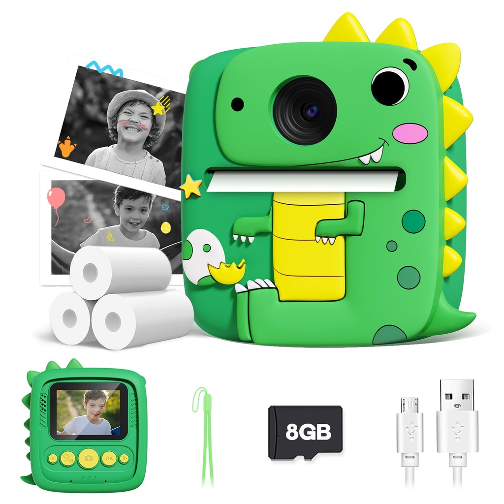 Kids Camera Instant Print, 1080P Kids Digital Camera, Girls Boys Toys Age 3-9