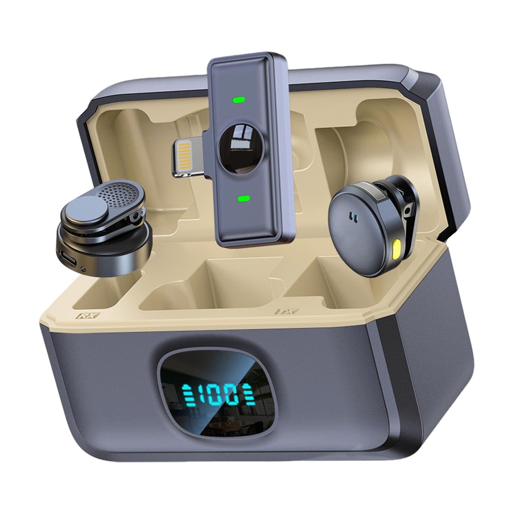 Wireless Lavalier Microphone for iPhone/Android with Intelligent Noise Cancellation 