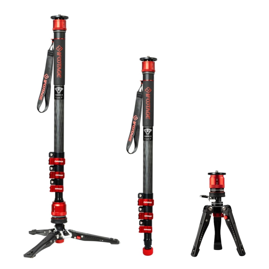 IFOOTAGE Cobra 3 Monopod Camera Stand with Pedal C180F-P, 71" Monopod for Carbon Fiber
