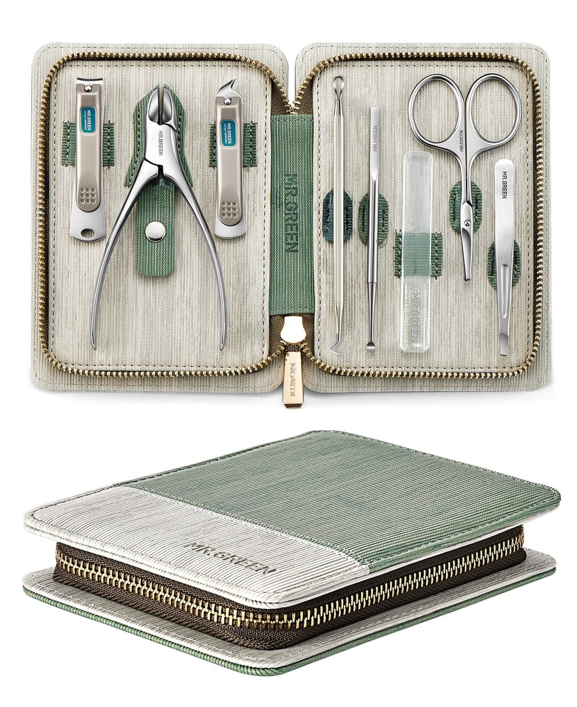 MR.GREEN 8 Pcs Manicure Set Pedicure Kit, German Stainless Steel Nail Clippers Set Heavy Duty