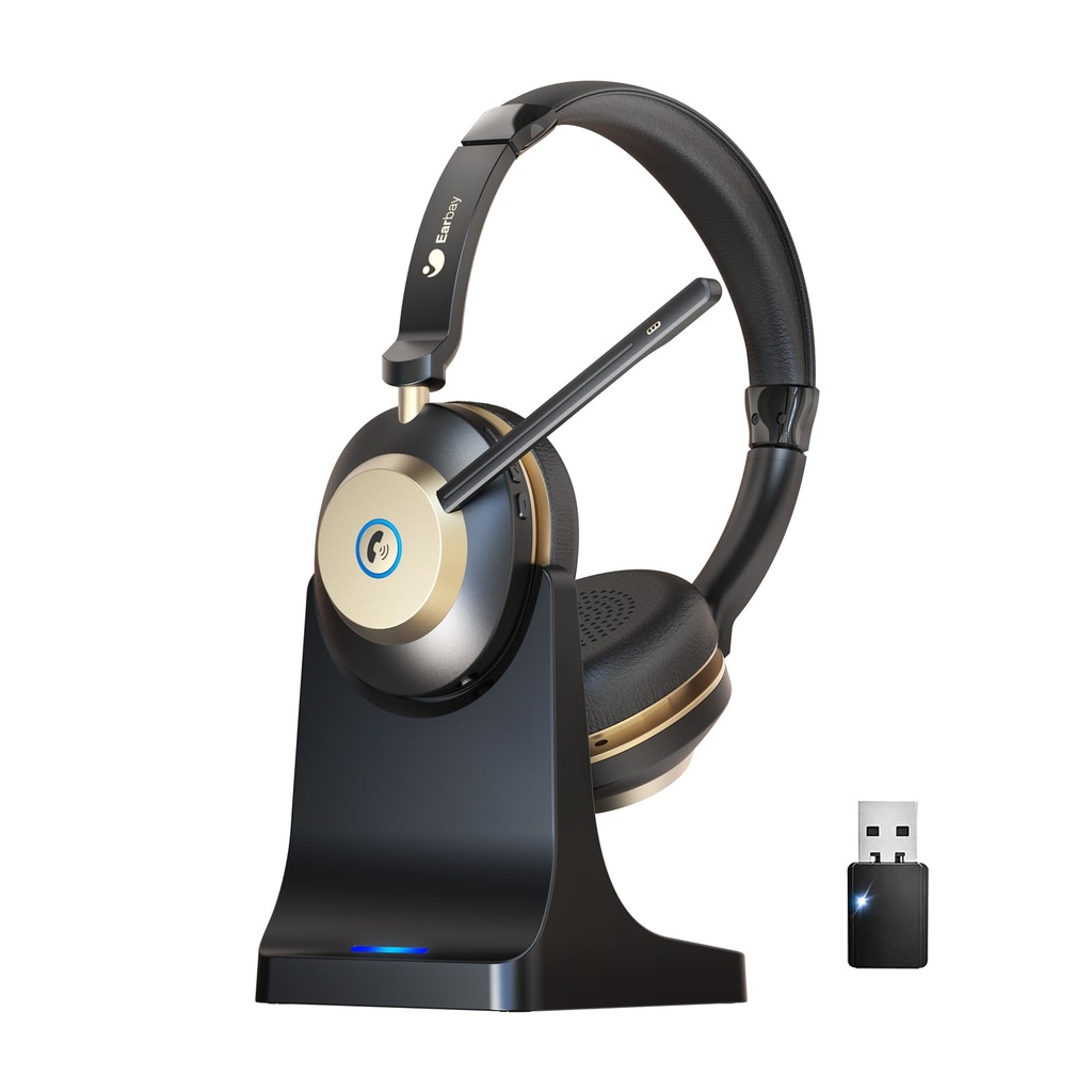 Wireless Headset, Bluetooth Headset With Microphone Noise Canceling & USB Dongle
