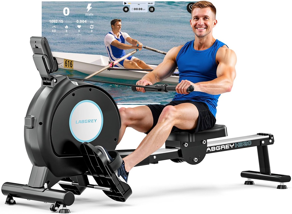 LABGREY Rowing Machine for Home Gym, Magnetic Bluetooth Rower, APP Compatible, Dual Slide Ra