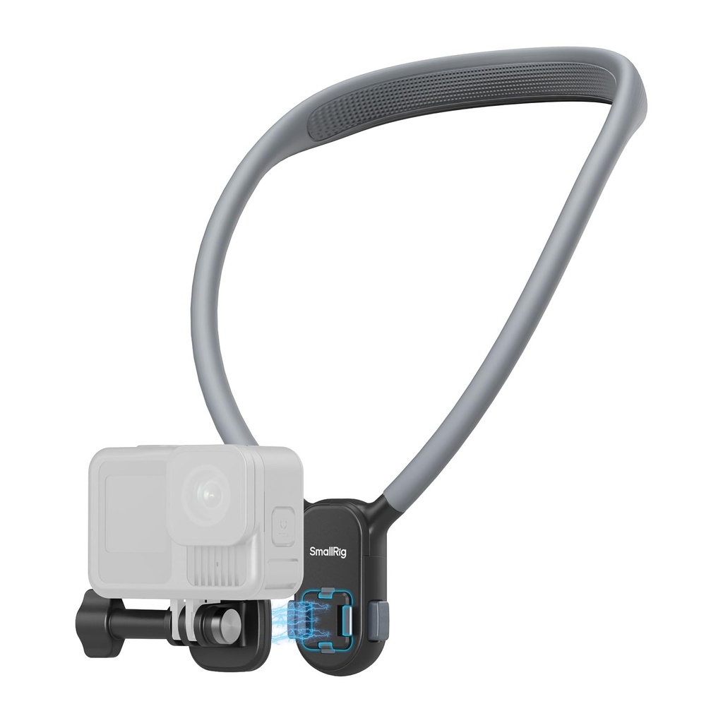 SMALLRIG Magnetic Neck Mount for Action Camera, Quick Release One-Click Button & Ergonomic