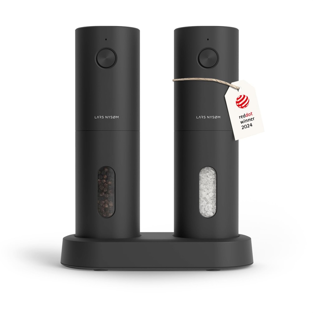 LARS NYSOM Electric Salt and Pepper Grinder Set, USB Rechargeable, Automatic Salt and Pepper