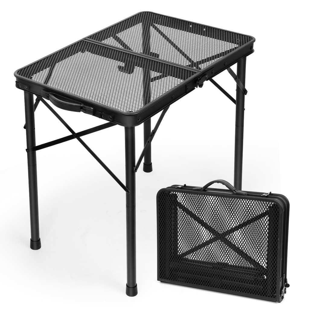 E EASTSTORM 2ft Portable Camping Table, 2 Adjustable Heights Mesh Small Folding Table 