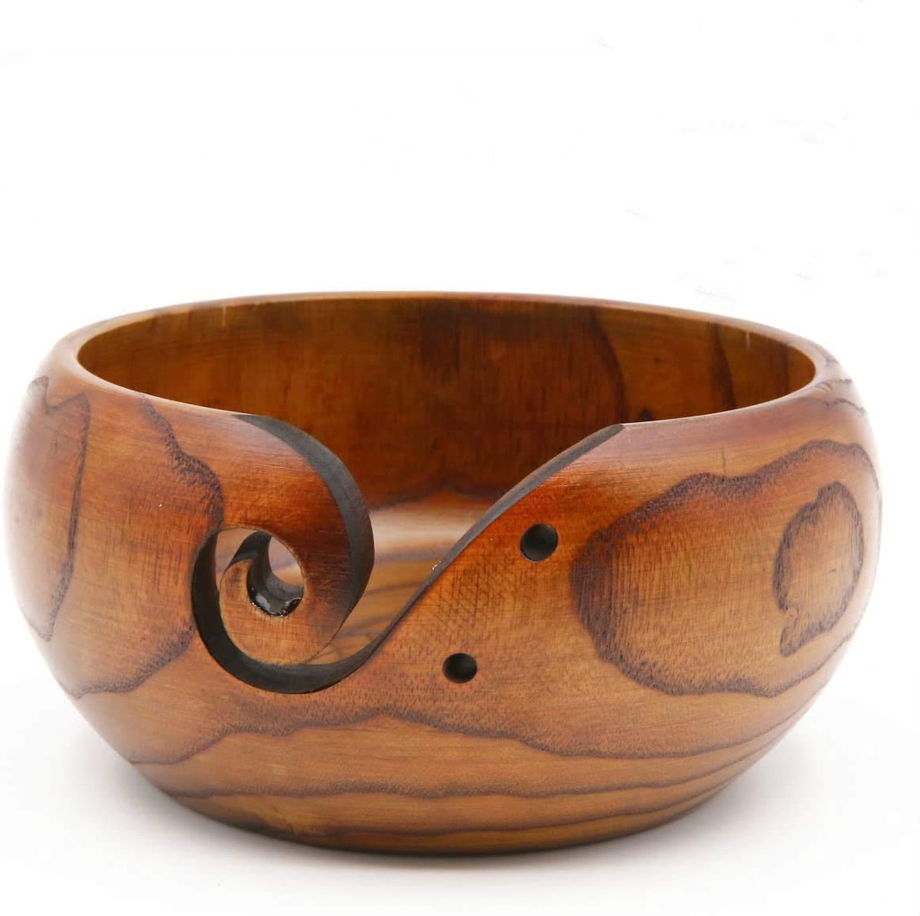 Handmade Wooden Yarn Bowl Round Shape 5.5ÃƒÂ—3.2 inch Wool Holder Organizer for Knitting Cr