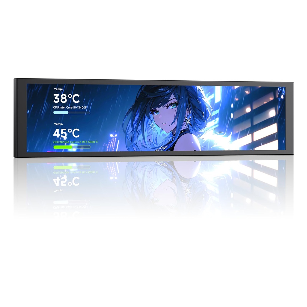 TZMRIT 9.16 Inch Universal LCD Screen Display for PC, Customizable ARGB Frame, Temperature