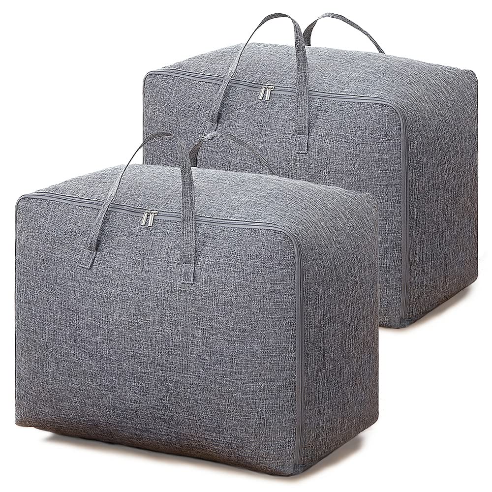 100L Clothes Storage Bag, 4PCS Duvet Storage Bags King Size, Storage Bags for Comforters, C