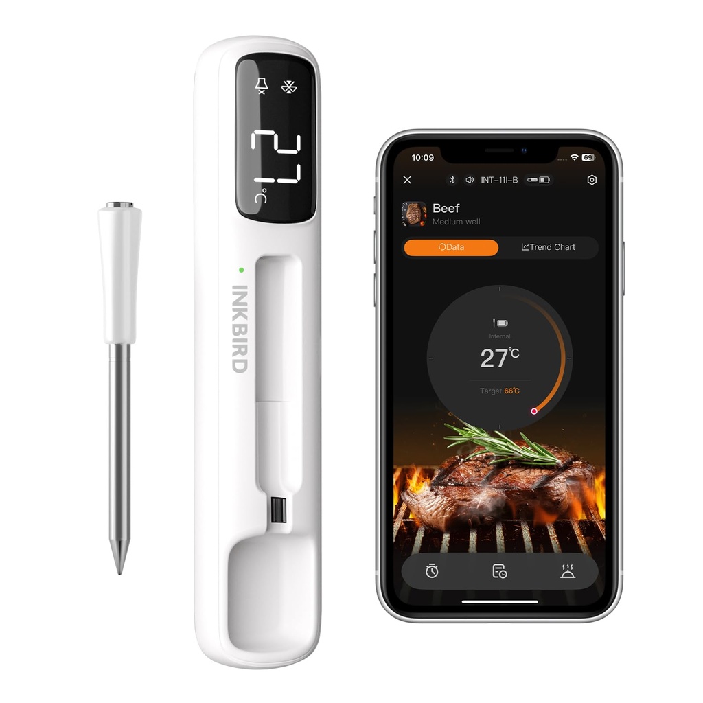 INKBIRD Wireless Meat Thermometer,Bluetooth 5.4,305ft Super Range, 60 Min. Offline Storage