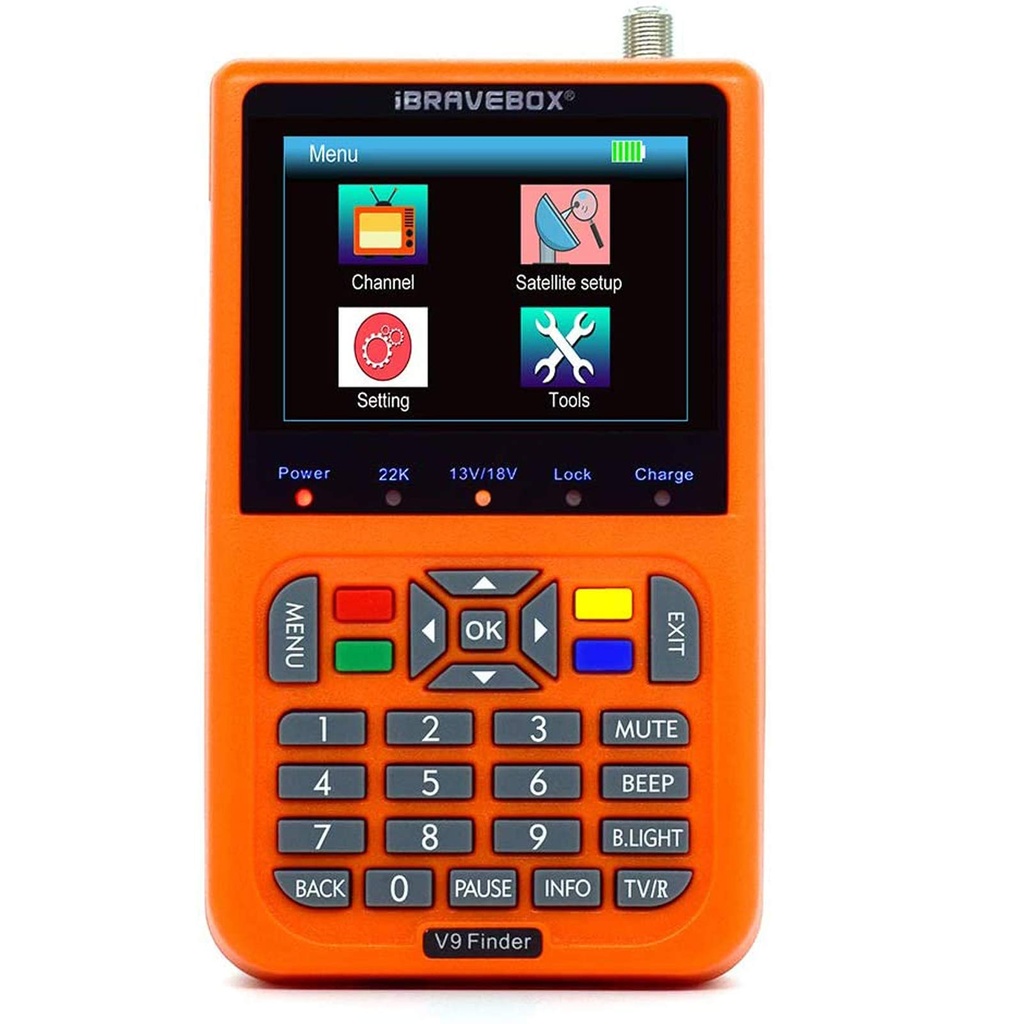 V9 Digital Satellite Signal Finder Meter Built in Li-ion Battery, 3.5 Inch LCD Display Full