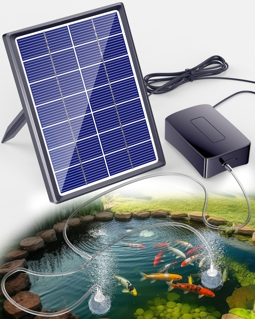 Biling 3.5W Solar Pond Air Pump for Ponds with Battery, 3 Modes Pond Aerator Solar Powered