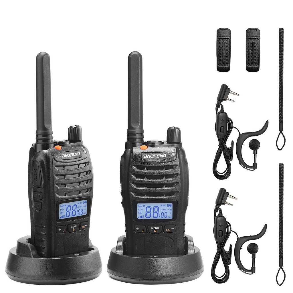 BAOFENG BF-88ST Pro PMR446 Licensed Rechargeable Walkie Talkie with Wide Range, LCD Display