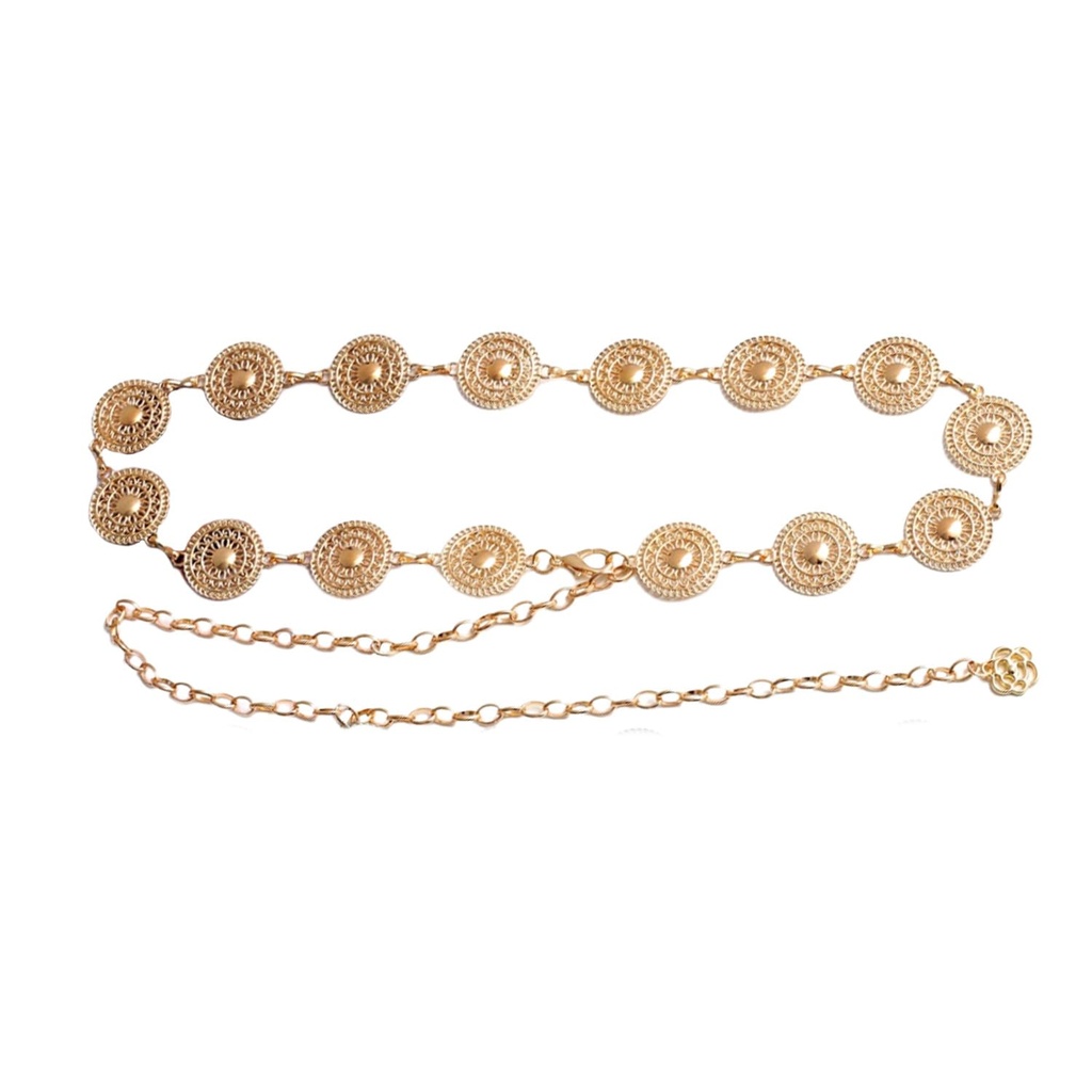 Chain Gold Women Hollow Out Metal Daisy belt Western Boho Chain Belt for Women Adjustable W