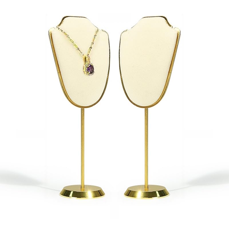Necklace Display Stand, Gold Metal, 15.5 cm Height, Set of 2