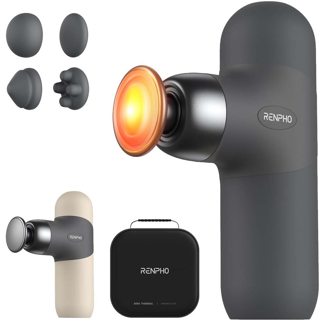 RENPHO Mini Thermal Massage Gun with Heat, Portable Fashion Deep Tissue Percussion Massager