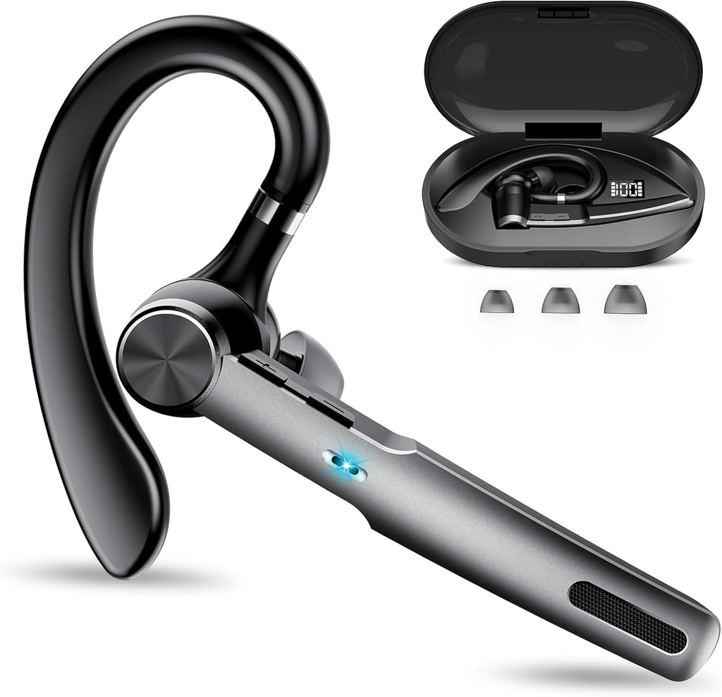 Bluetooth Headset V5.4, 60H Talk Hands Free Car Phone Kit, Bluetooth Earpiece with Microphone