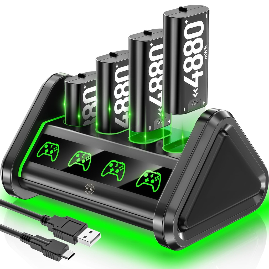 OIVO 4 x 4880mWh Rechargeable Battery Pack for Xbox One/Series X|S, Xbox Controller Battery