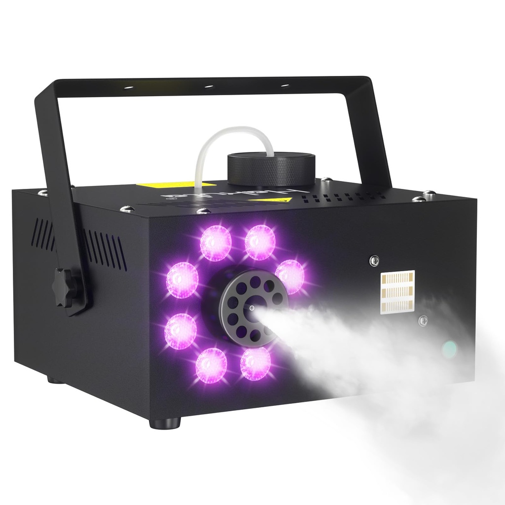 HAKUTA Smoke Machine with RGB Light Effect, 500W 2000CFM Fog with 2 Wired and Wireless Remo