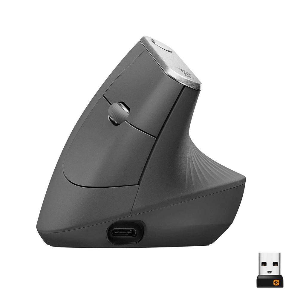 Logitech MX Vertical Ergonomic Mouse, Multi-Device, Bluetooth or 2.4GHz Wireless with USB 