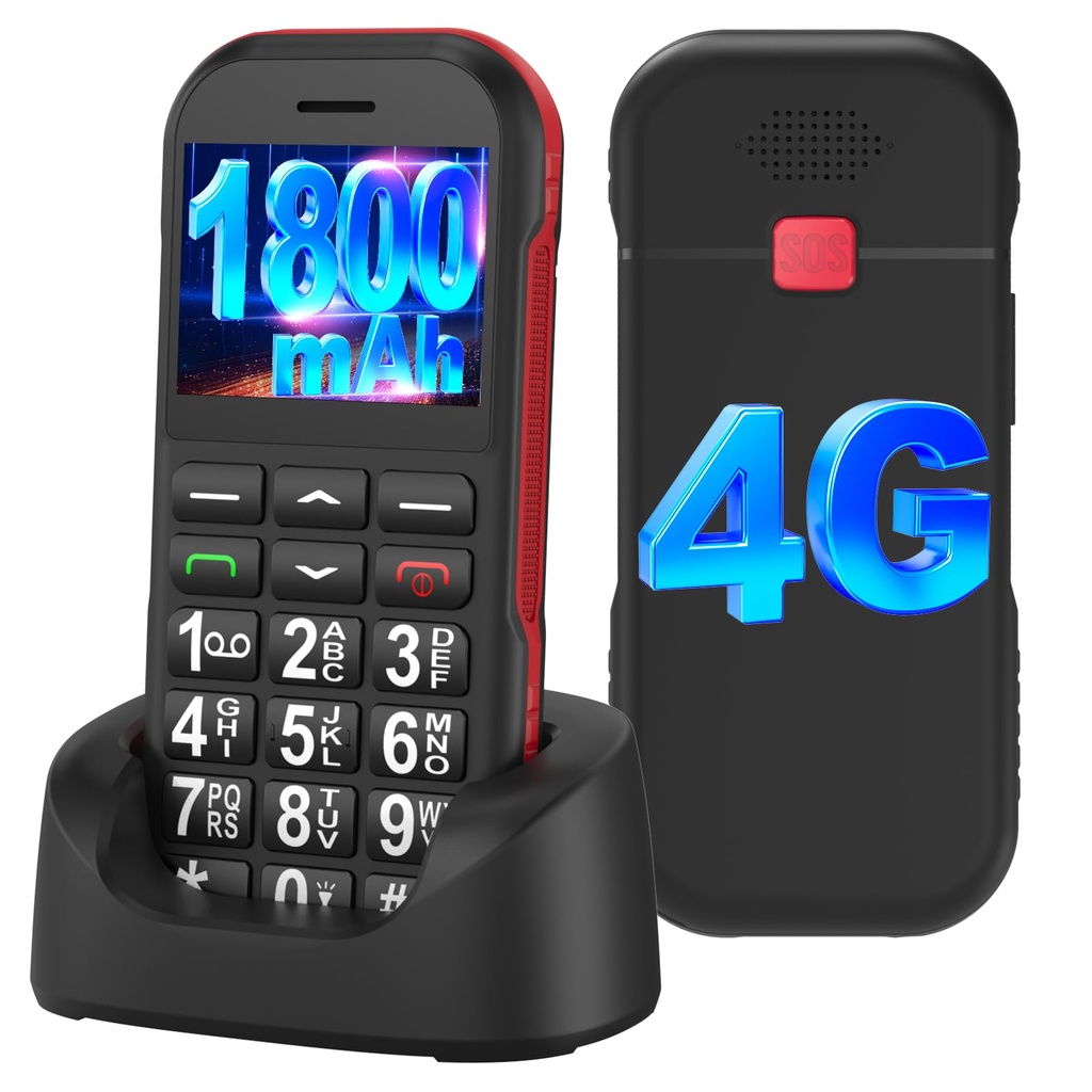 CHAKEYAKE 4G Unlocked Basic Mobile Phone for Seniors, Easy to Use Basic Mobile Phone 