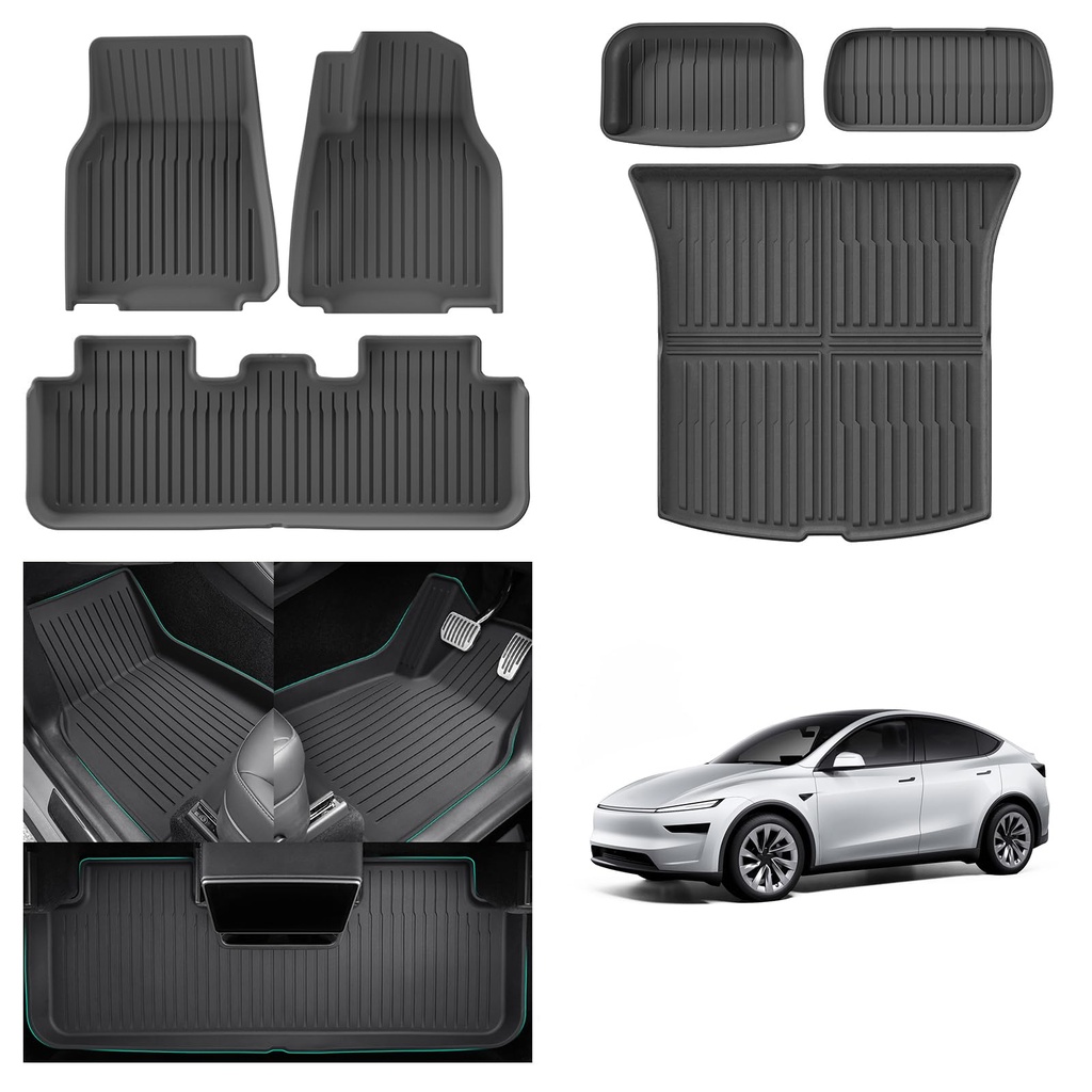 [6 PCS] GAFAT Tesla Model Y Juniper/Premium 2025 2026 Floor Mats + Boot Mats Full Set, UK R