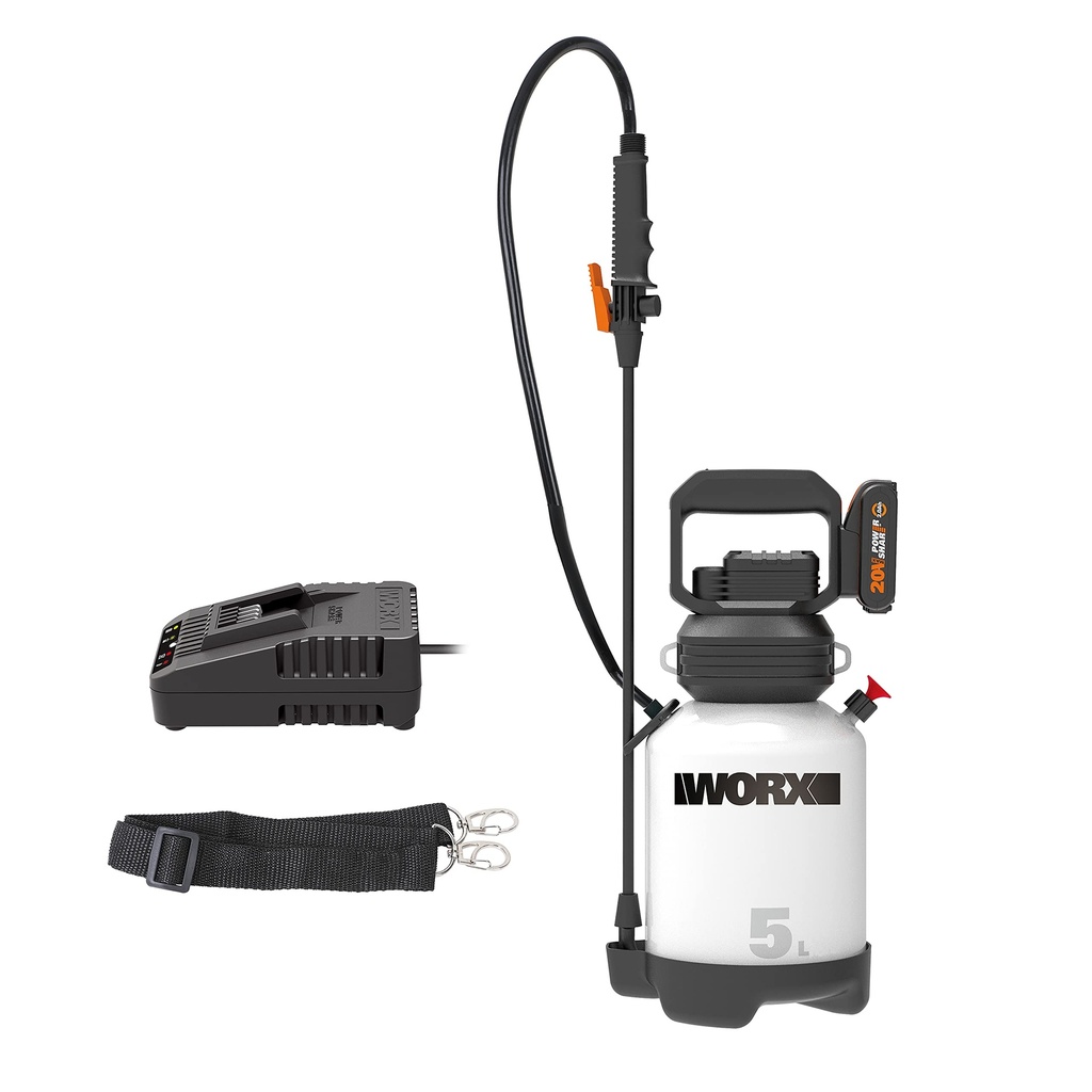 WORX 18V(20V Max) Cordless Garden Sprayer WG829E Universal Sprayer, 5L Tank, Safe Air
