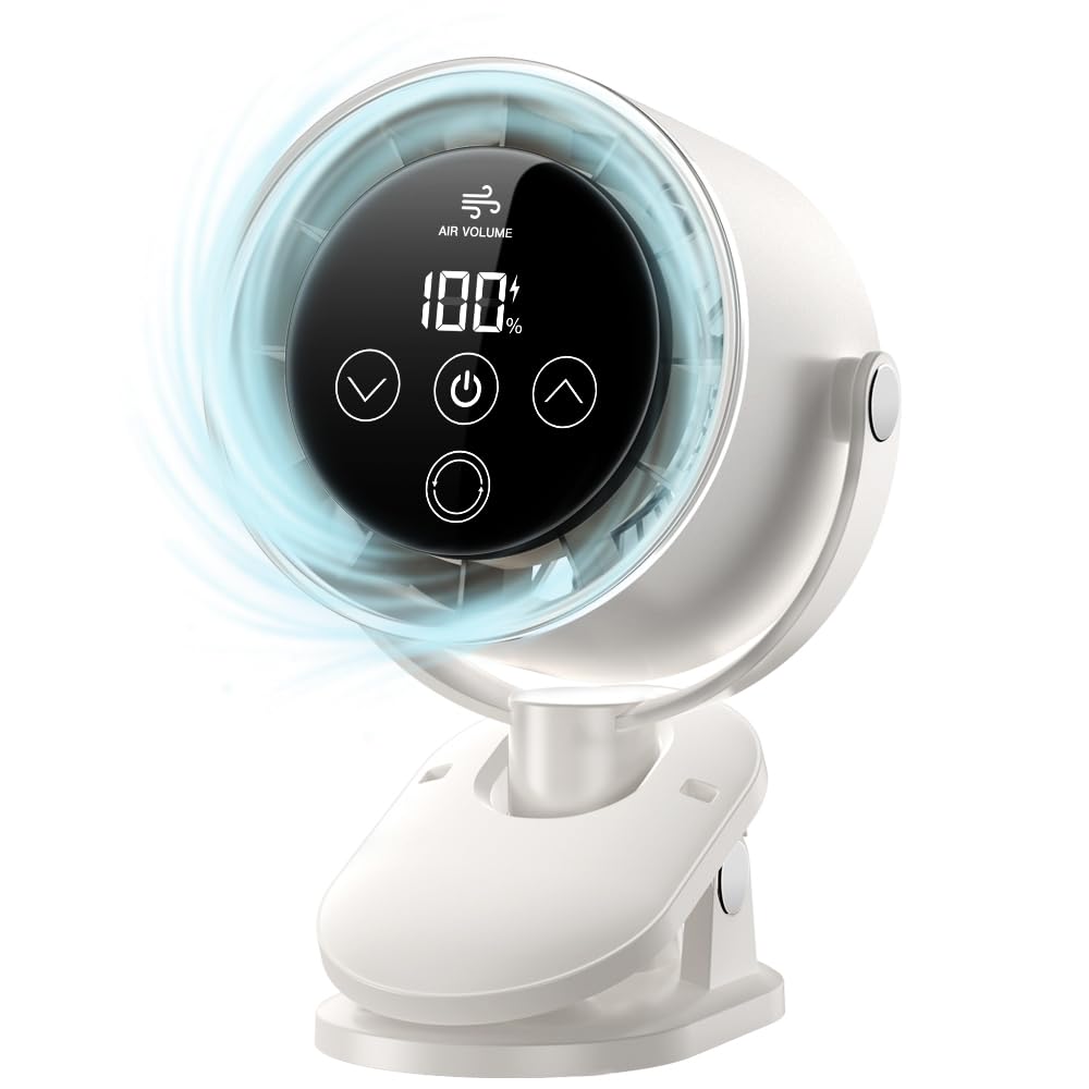 KPPIT Small Powerful Desk Fan,Portable Clip on Fans,Intelligent steering personal cooling ta