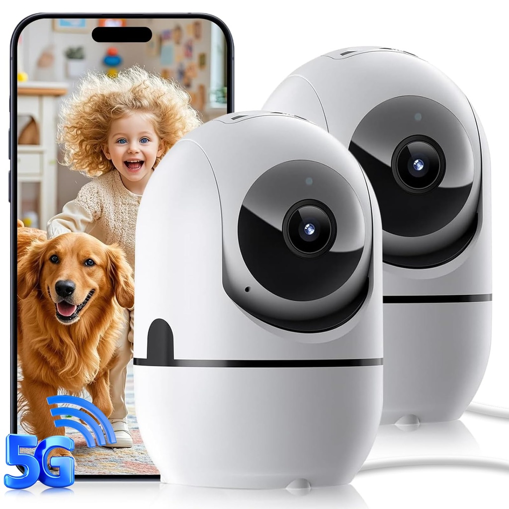 JWQPO Indoor Security Camera, 5G&2.4G WiFi Security Cameras for Home Security, 360?? Baby M