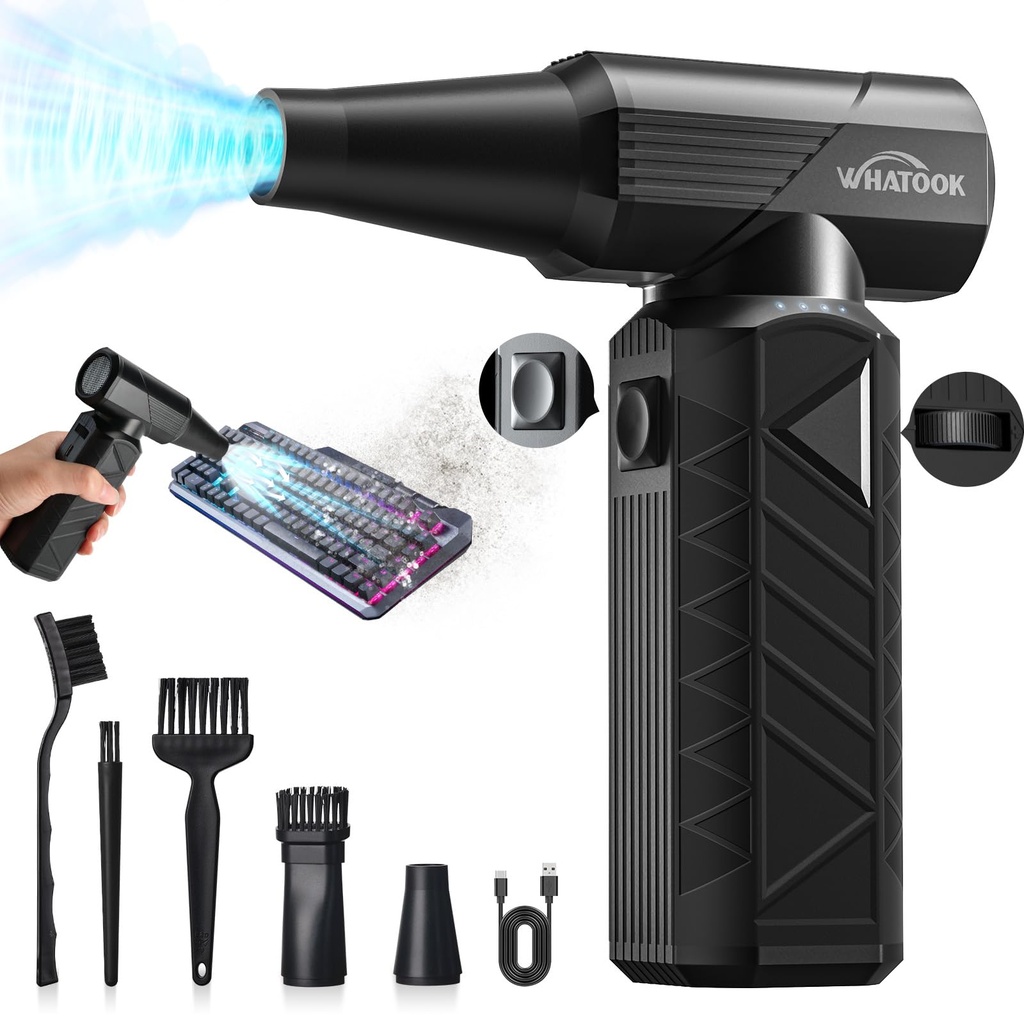 WHATOOK W02 Compressed Air Duster: Super Power 100 Speeds Adjustable Cordless Electric Air
