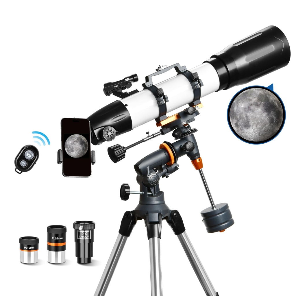 AOMEKIE Astronomy Telescope for Adults 90mm Aperture 650mm Focal Length with EQ5 Mount