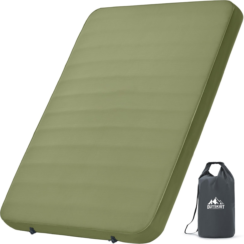 OUTSKIRT Self-Inflating Sleeping Pad, 4" Thick Double Camping Mattress with Insulation