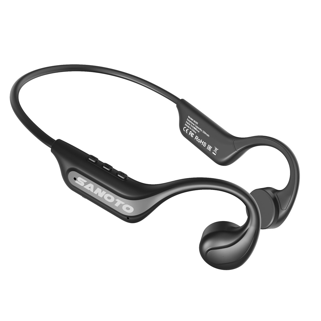SANOTO Bone Conduction Headphones Bluetooth Open Ear Headphones with Mic, EQ Mode Switching