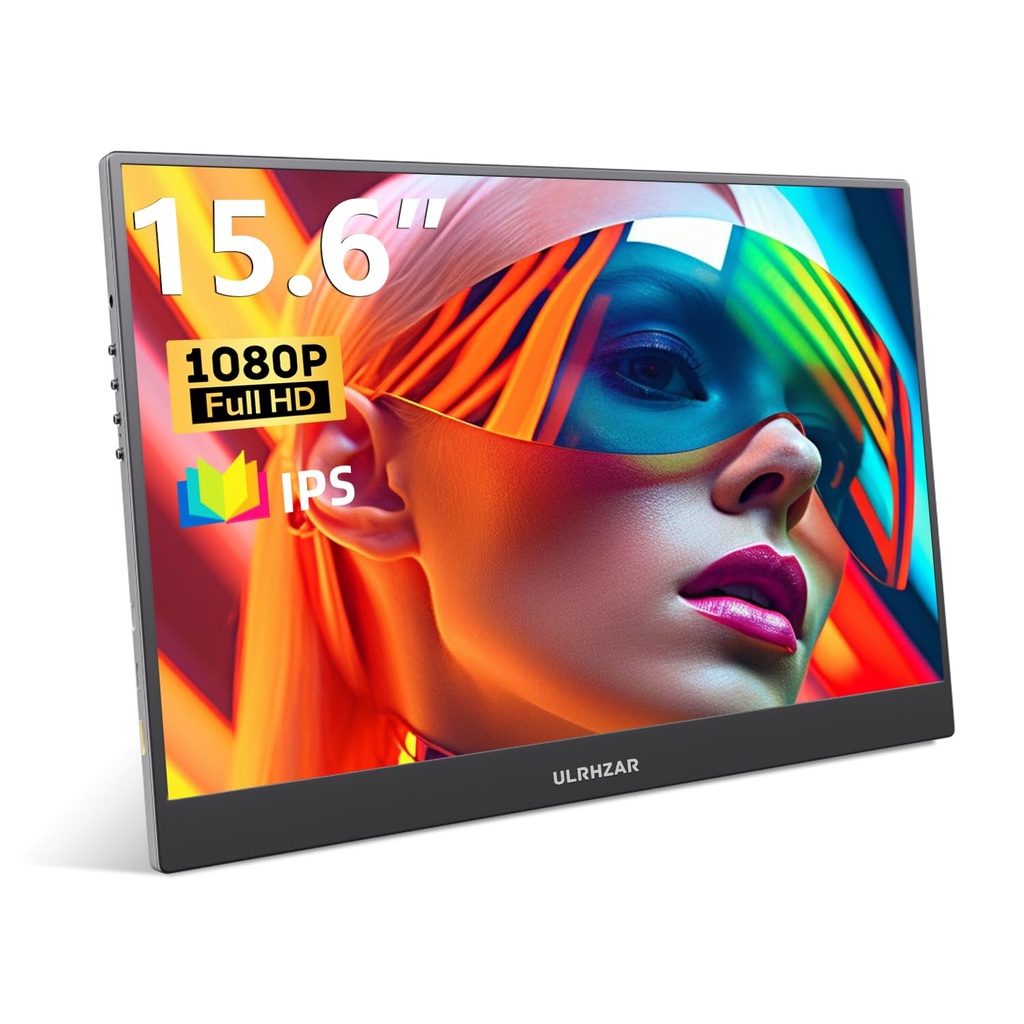 Ulrhzar Portable Monitor 15.6inch, FHD 1920X1080P 300cd/mÃ‚Â² brightness 60hz mini-HDMI USB