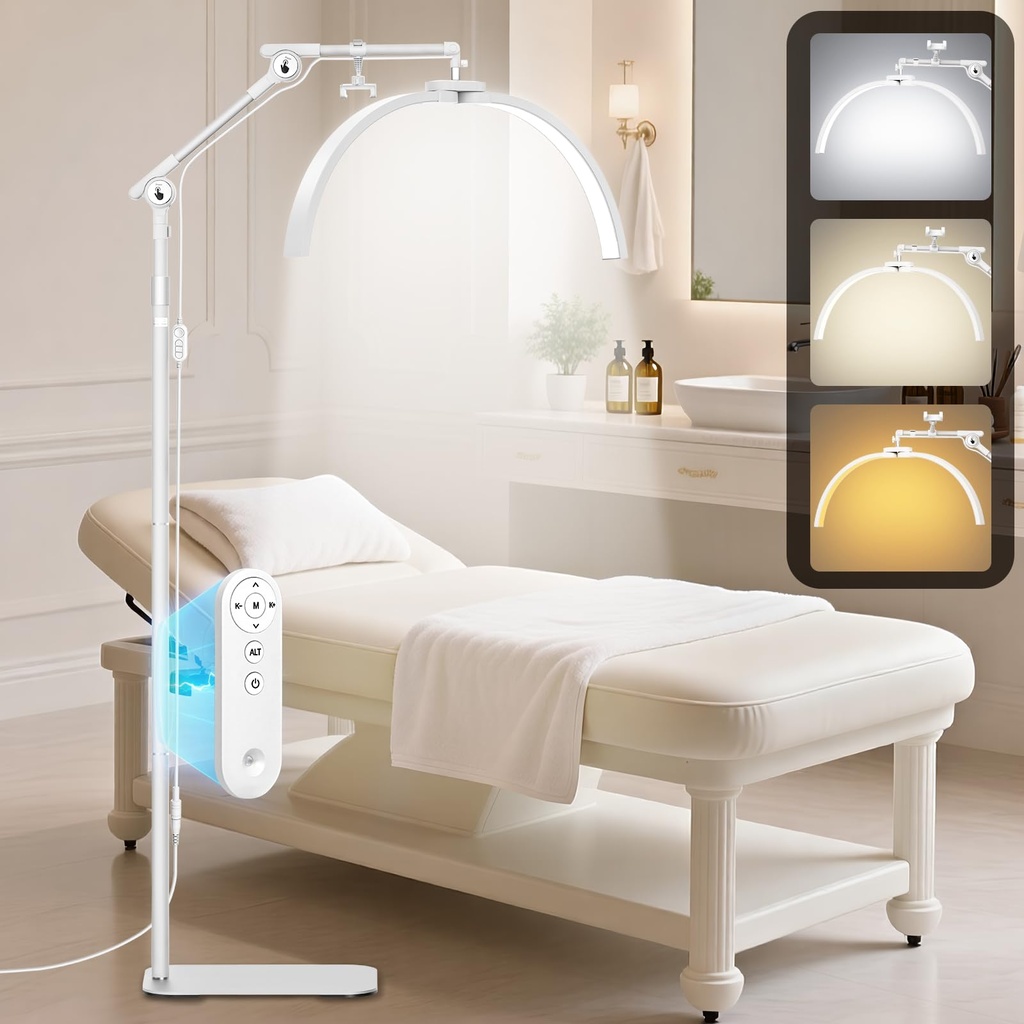 Adonafy Half Moon Lash Light: 28in Half Moon Lamp for Lash Extensions with Phone Holder