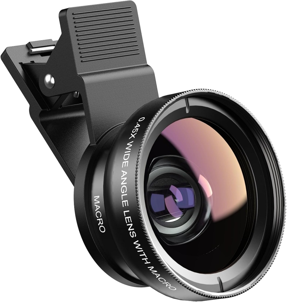 APEXEL 2-in-1 Mobile Phone Camera Lens, 12.5x Macro Lens for Phone, 0.45 x Wide Angle Attach