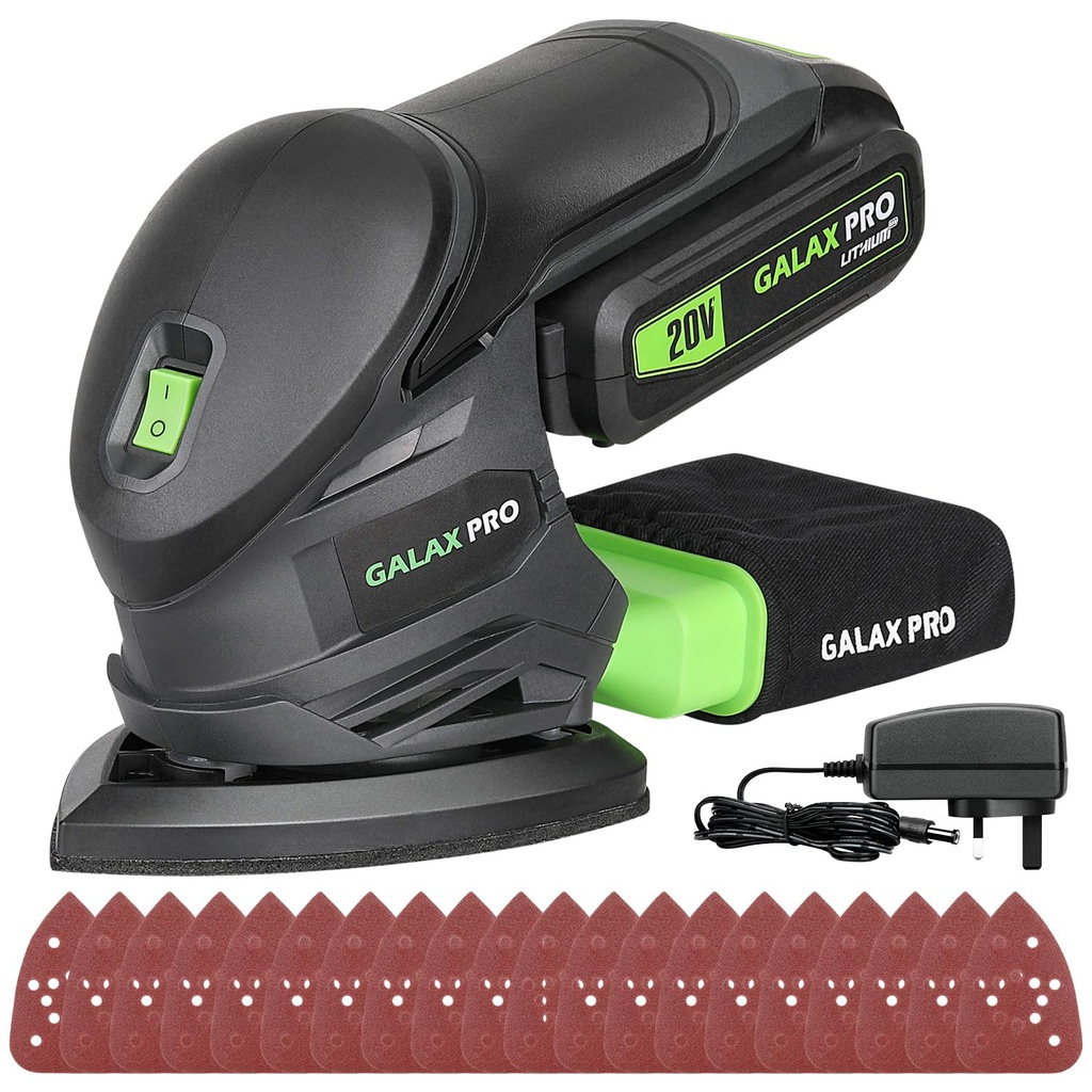 GALAX PRO 20V Cordless Detail Sander 12000 RPM, Dust Collection, 20Pcs Sandpapers,for Wood,
