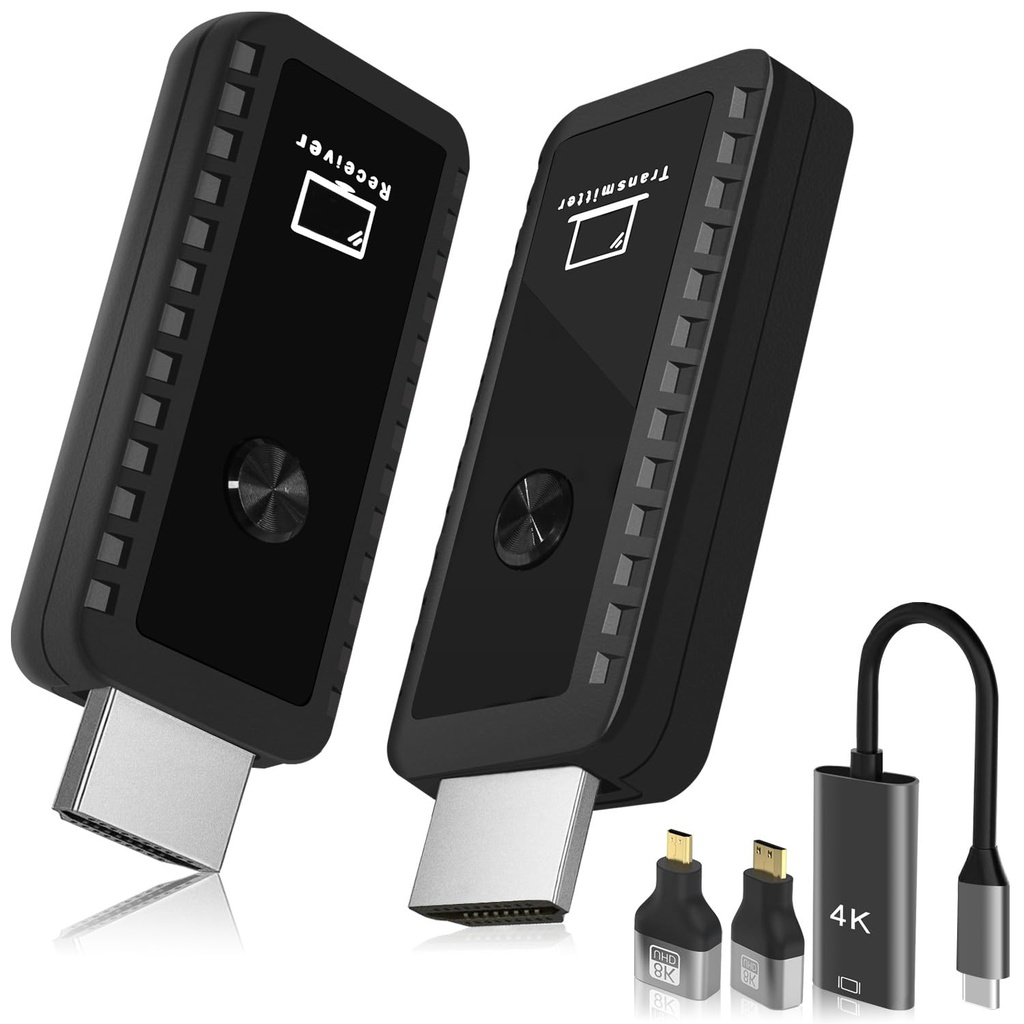 Wireless HDMI Transmitter and Receiver, 1080P@60Hz HDMI Wireless Extender Portable