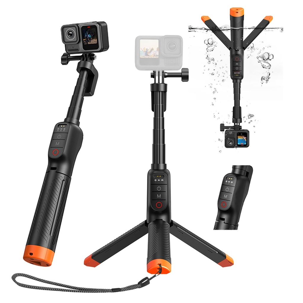 Floating Hand Grip for Go Pro,with Bluetooth Remote Control,Selfie Stick Floating Hand Grip