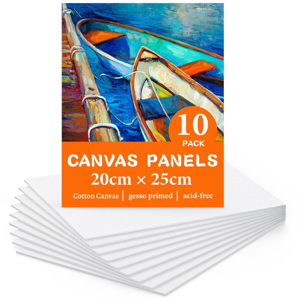 Koncci 10 Packs Canvas for Painting 20X25cm (8''x10''), Cotton Acid-Free Blank Canvas Panels