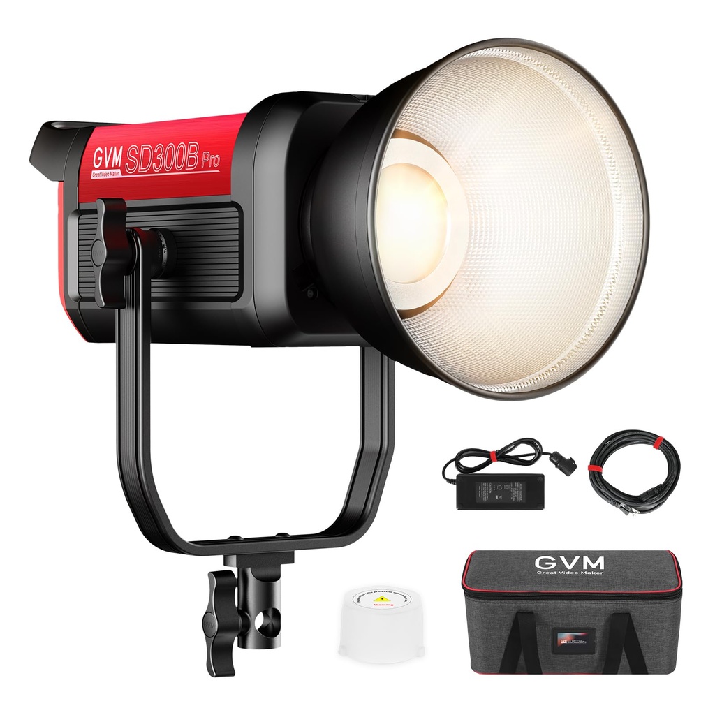 GVM Photography Lighting 300W Bi-Color Studio Lights with 45 Standard Reflector 65700Lux