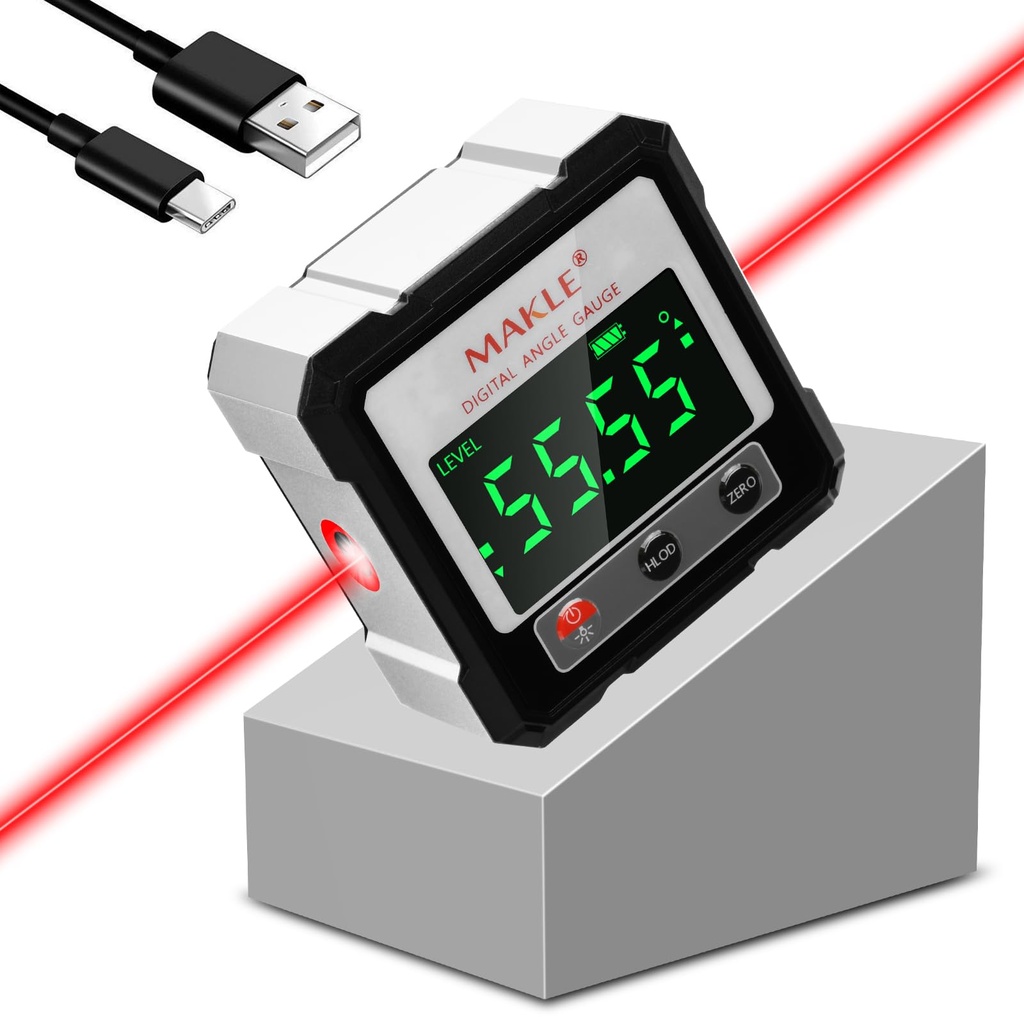 diymore Digital Laser Level Rechargeable Angle Finder with 4-Side Magnetic Base, IP54 Water