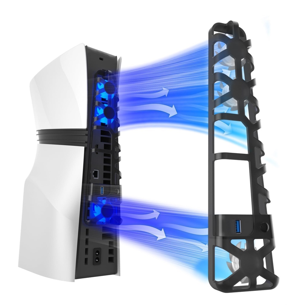 NANANINO PS5 Pro Cooling Fan with USB Port, Triple High-Speed Fans for Efficient Heat Dissi