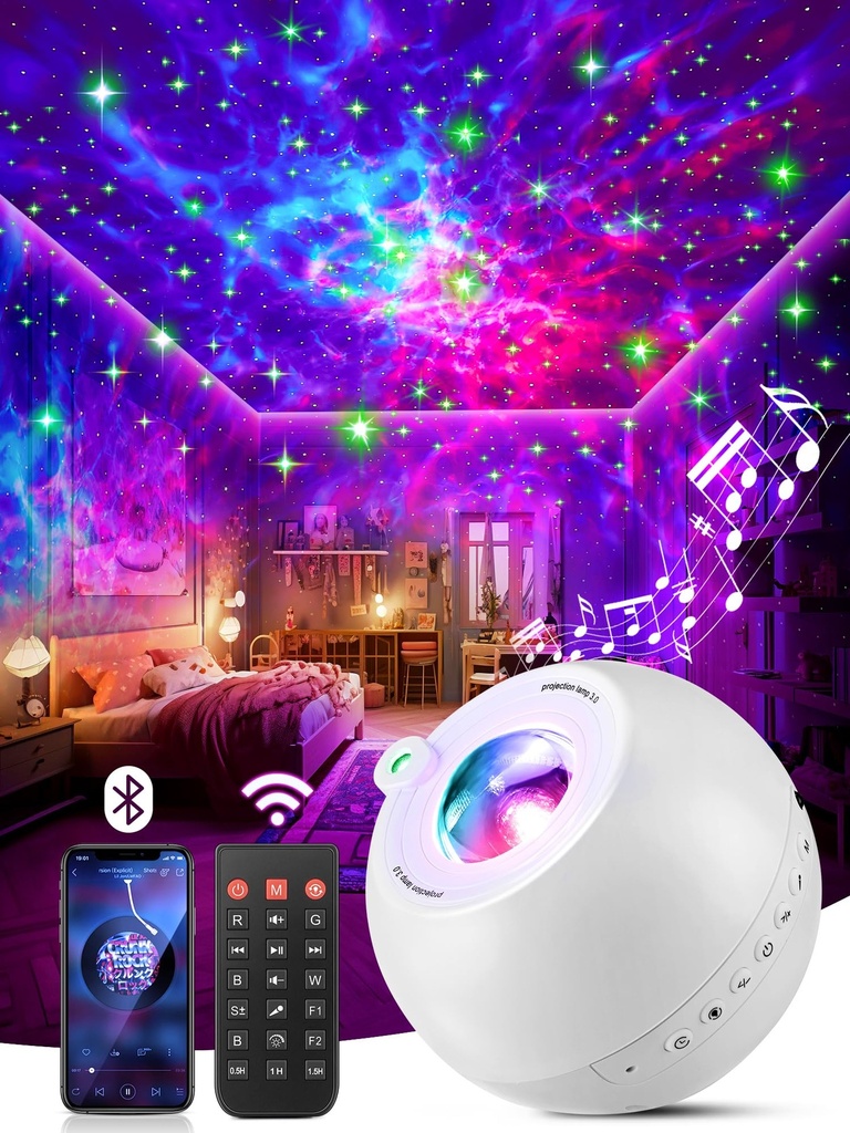 PIKOY 360 Lights Galaxy Projector+15 White Noise Machine Bluetooth,Birthday Gifts for Women