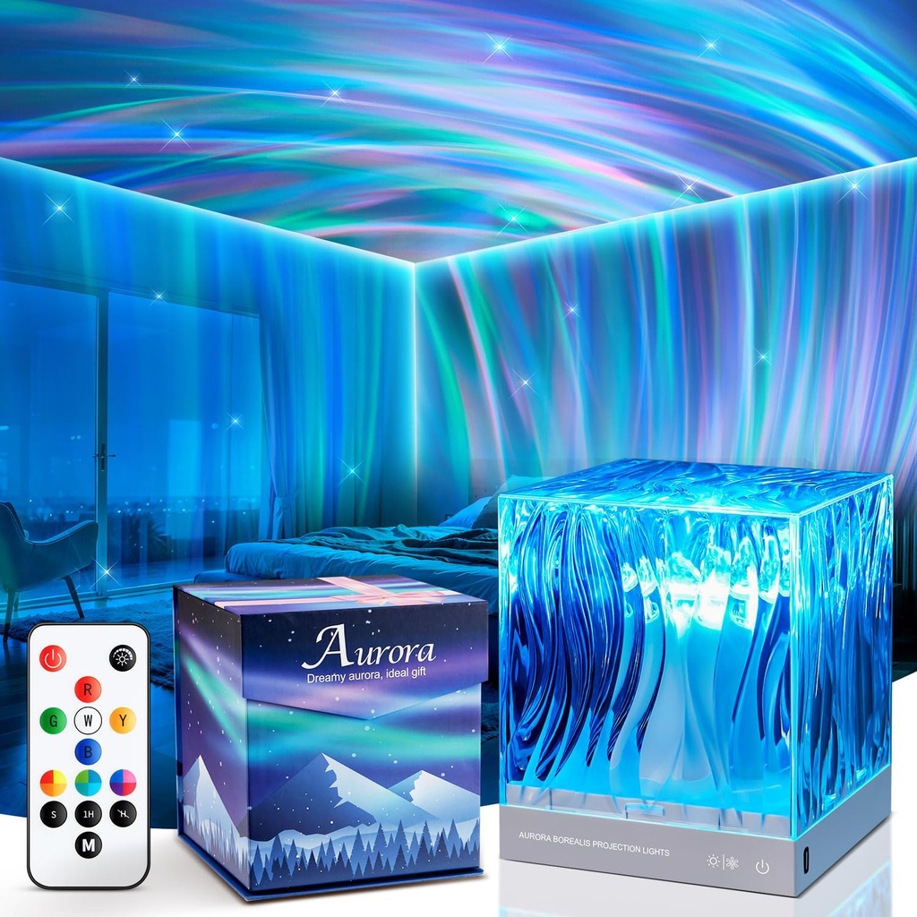 PIKOY Northern Lights Aurora Projector, 18 Color Galaxy Sensory Lights with Remote Timer 
