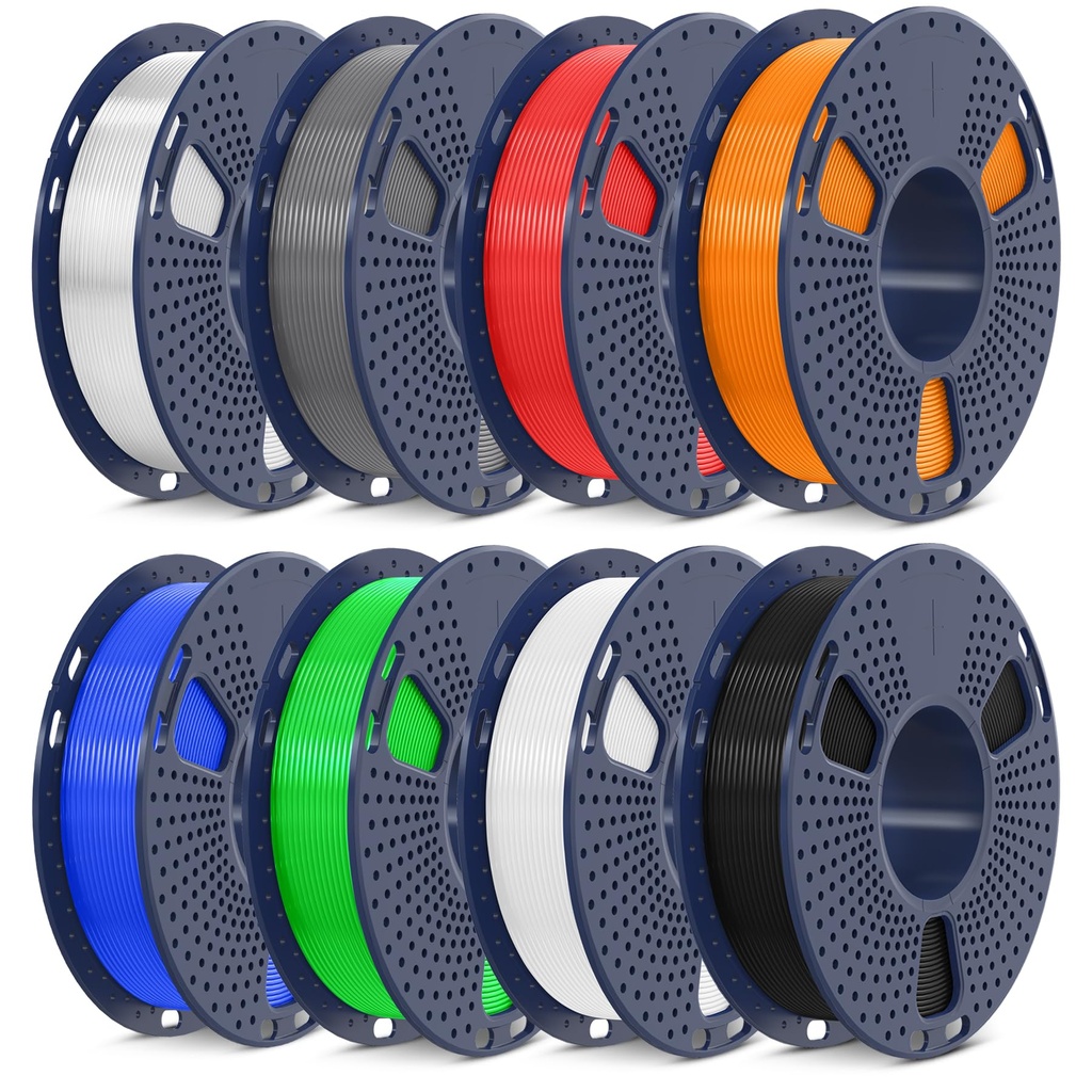 SUNLU PLA 3D Printer Filament Bundle Multicolor, Neatly Wound PLA Filament 1.75mm ±0.02m