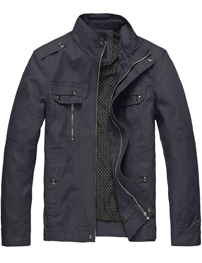 Wantdo Men's Lightweight Cotton Jacket Outdoor Windbreaker Coat Classic Full-Zip Jackets (UK S)