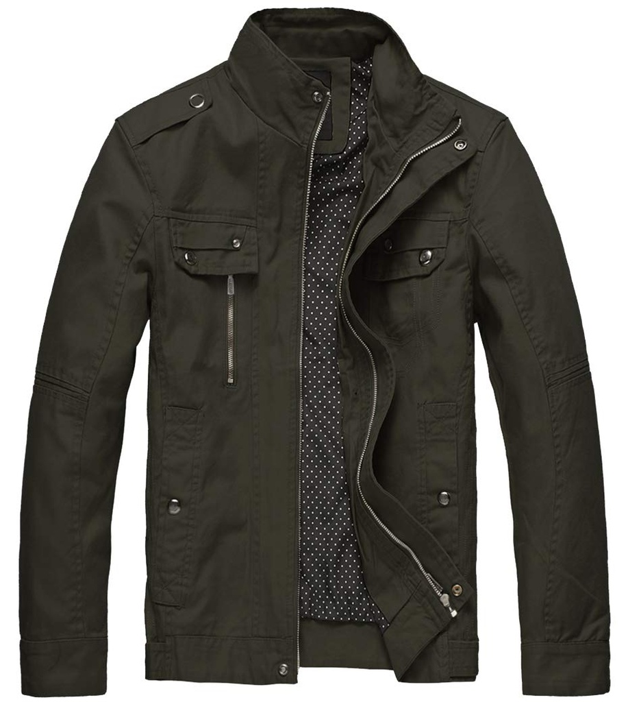 Wantdo Men's Lightweight Cotton Jacket Outdoor Windbreaker Coat Classic Full-Zip Jackets (UK M)
