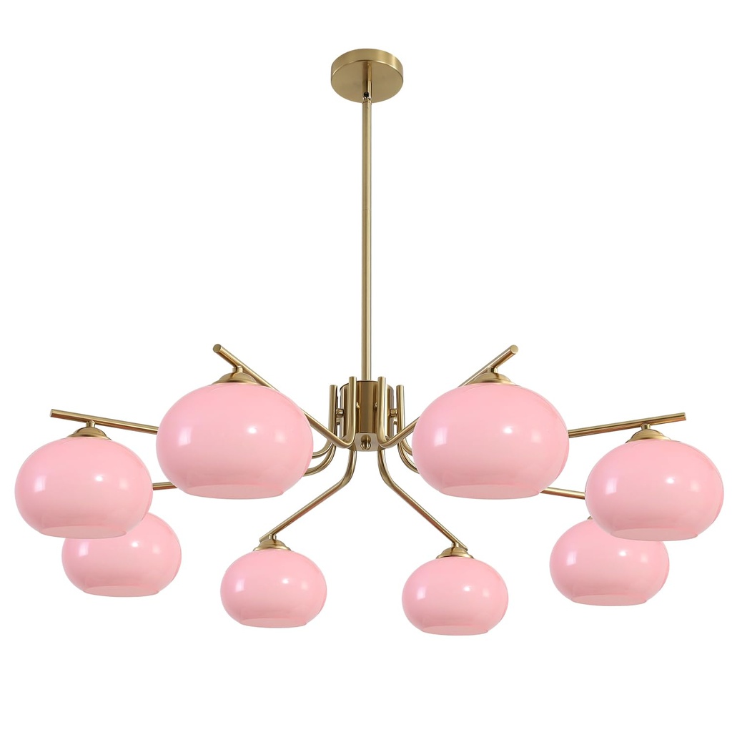 KCO Lighting Vintage Pink Glass Sputnik Chandelier with 8 Lights, Modern Living Room 