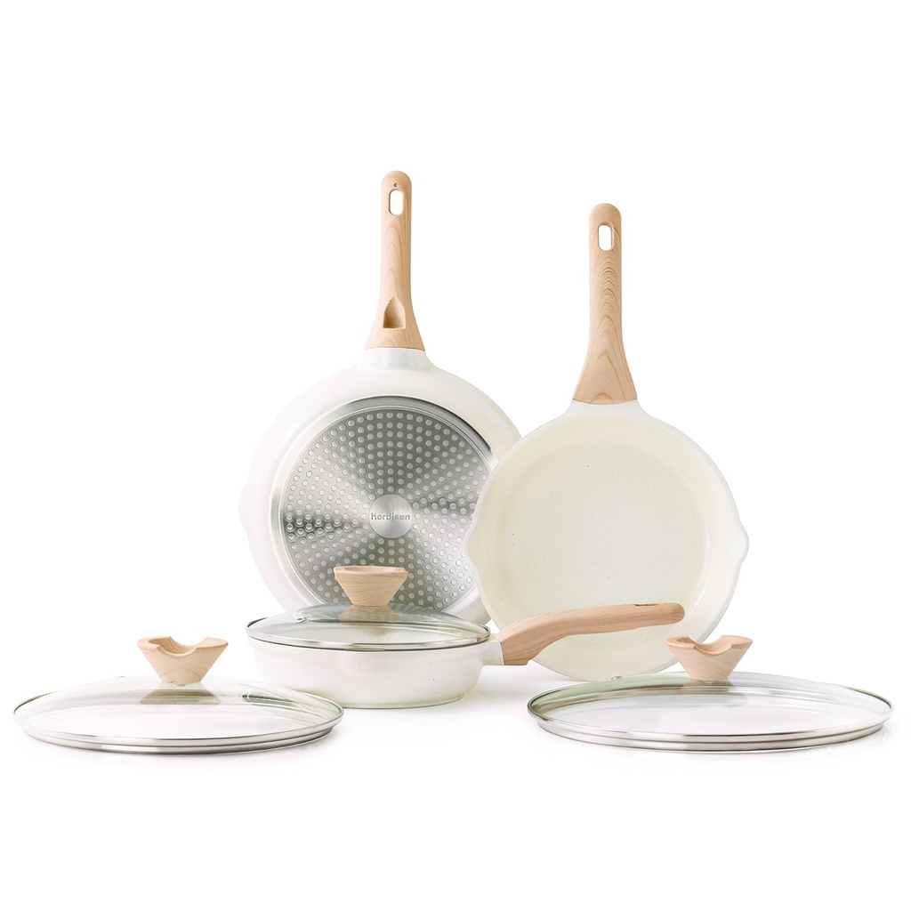 Kordisen Ceramic Nonstick Frying Pan Set with Lid, 3 Piece Induction Ceramic Pans Set
